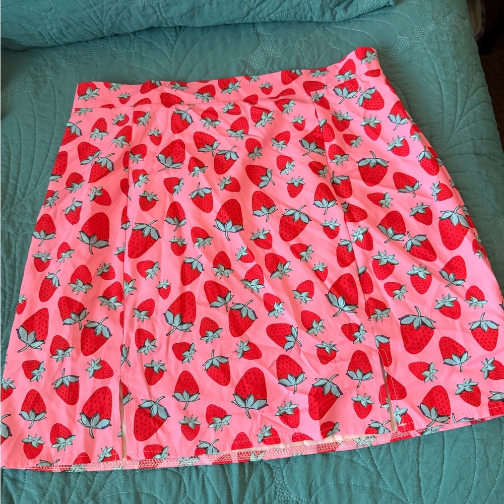 Strawberry Print Pink Skirt